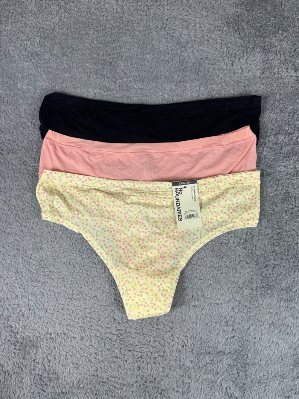 No Boundaries Women's Fit Stretch Thong Panties 2-Pack Size XXXL 22
